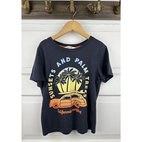 H&M Sunsets And Palm Trees Shirt Size 6-7 - Picture 1 of 4